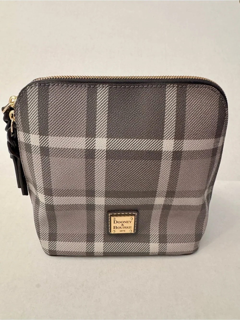 Dooney & Bourke Gray White Plaid Crossbody Bag Cardinal Red Lining